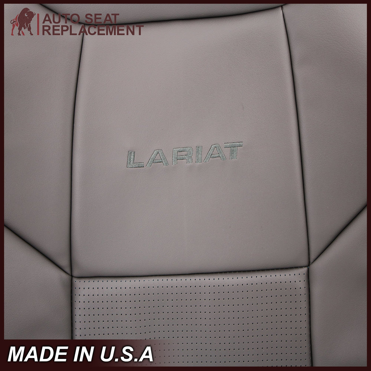 2001 Ford F250 F350 Lariat Perforated Seat Cover in Gray: Choose Leather or Vinyl