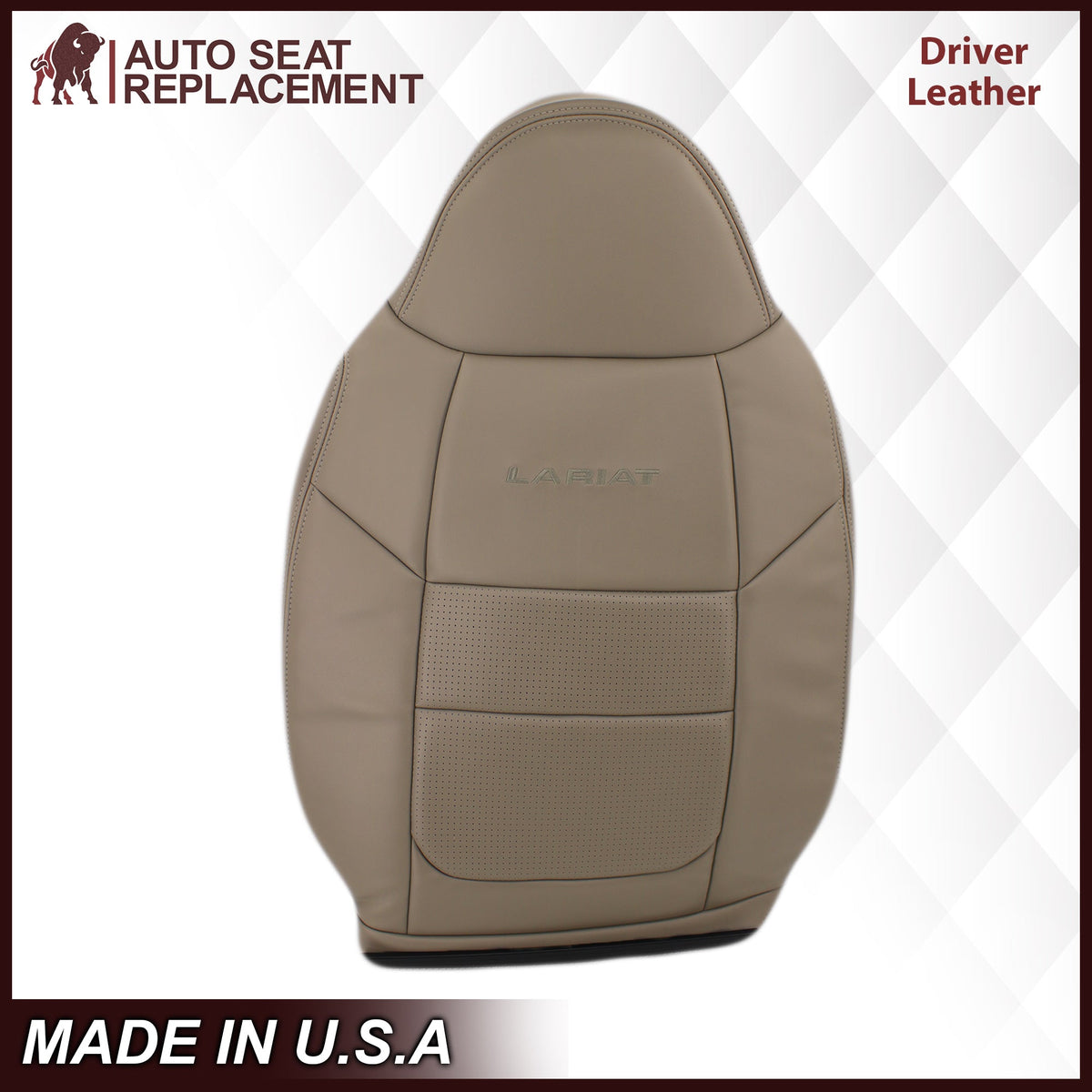 2001 Ford F250 F350 Lariat Perforated Seat Cover in Tan: Choose Leather or Vinyl