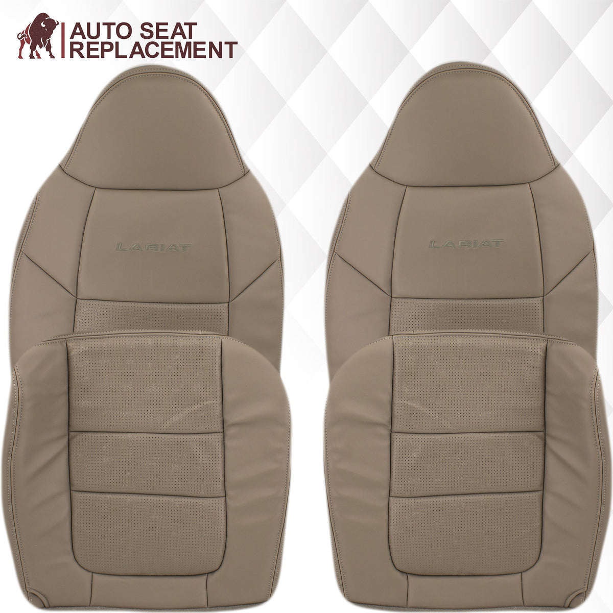 2001 Ford F250 F350 Lariat Perforated Seat Cover in Tan: Choose Leather or Vinyl