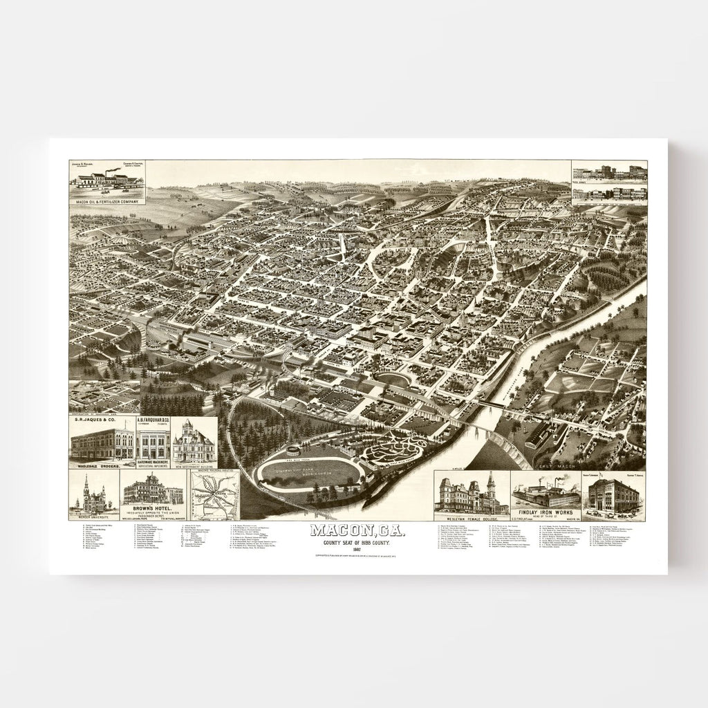 Vintage Map of Macon, Georgia 1887