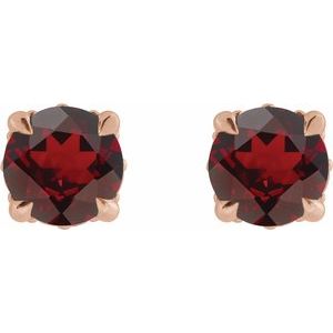 14K Rose Gold Natural Mozambique Garnet & .06 CTW Natural Diamond Semi-Set Hidden Halo-Style Stud Earrings – image 2