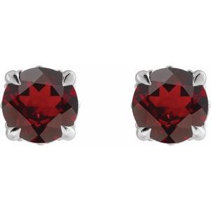 Platinum Natural Mozambique Garnet & .06 CTW Natural Diamond Semi-Set Hidden Halo-Style Stud Earrings – image 2