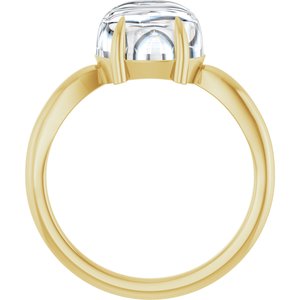 14K Yellow Gold 9x7 mm Oval Claw-Prong Cabochon Ring Mounting – image 3