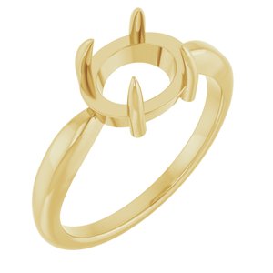 14K Yellow Gold 9x7 mm Oval Claw-Prong Cabochon Ring Mounting – image 2