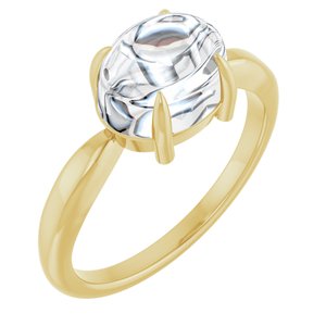 14K Yellow Gold 9x7 mm Oval Claw-Prong Cabochon Ring Mounting