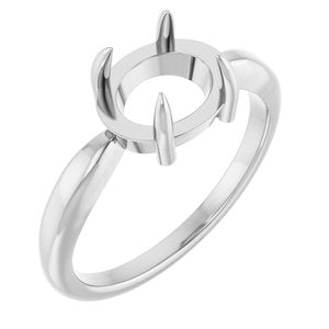 Platinum 9x7 mm Oval Claw-Prong Cabochon Ring Mounting – image 2