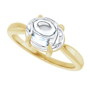 10K Yellow Gold 9x7 mm Oval Claw-Prong Cabochon Ring Mounting – image 8
