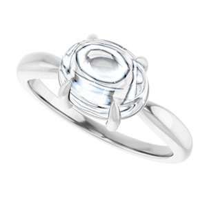 10K White Gold 9x7 mm Oval Claw-Prong Cabochon Ring Mounting – image 8