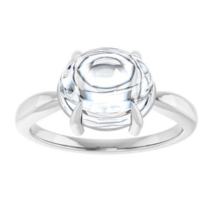 10K White Gold 10x8 mm Oval Claw-Prong Cabochon Ring Mounting – image 5