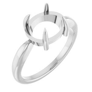 10K White Gold 10x8 mm Oval Claw-Prong Cabochon Ring Mounting – image 2