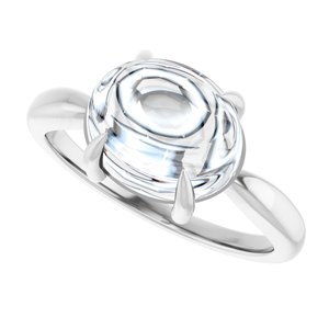 10K White Gold 10x8 mm Oval Claw-Prong Cabochon Ring Mounting – image 8