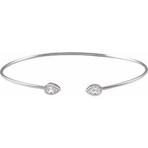 14K White Gold 1/2 CTW Natural Diamond Bangle Bracelet