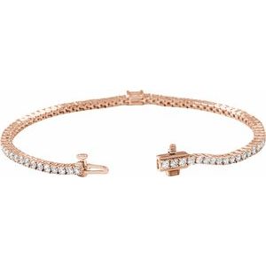 14K Rose Gold 3 CTW Lab-Grown Diamond Line 7" Bracelet – image 3