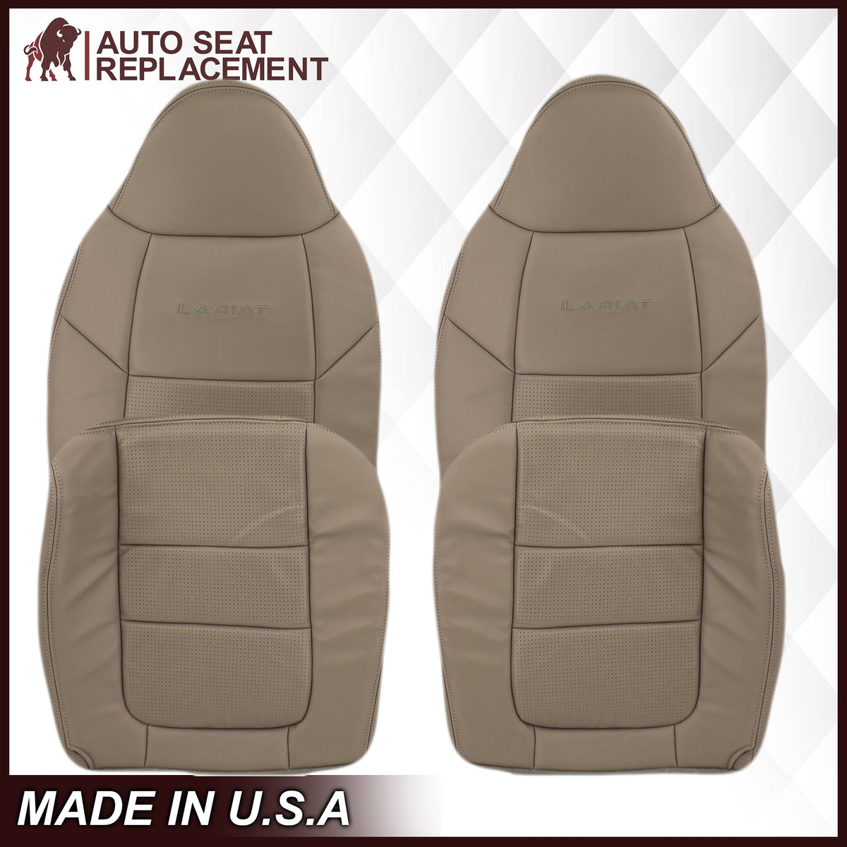 2001 Ford F250 F350 Lariat Perforated Seat Cover in Tan: Choose Leather or Vinyl