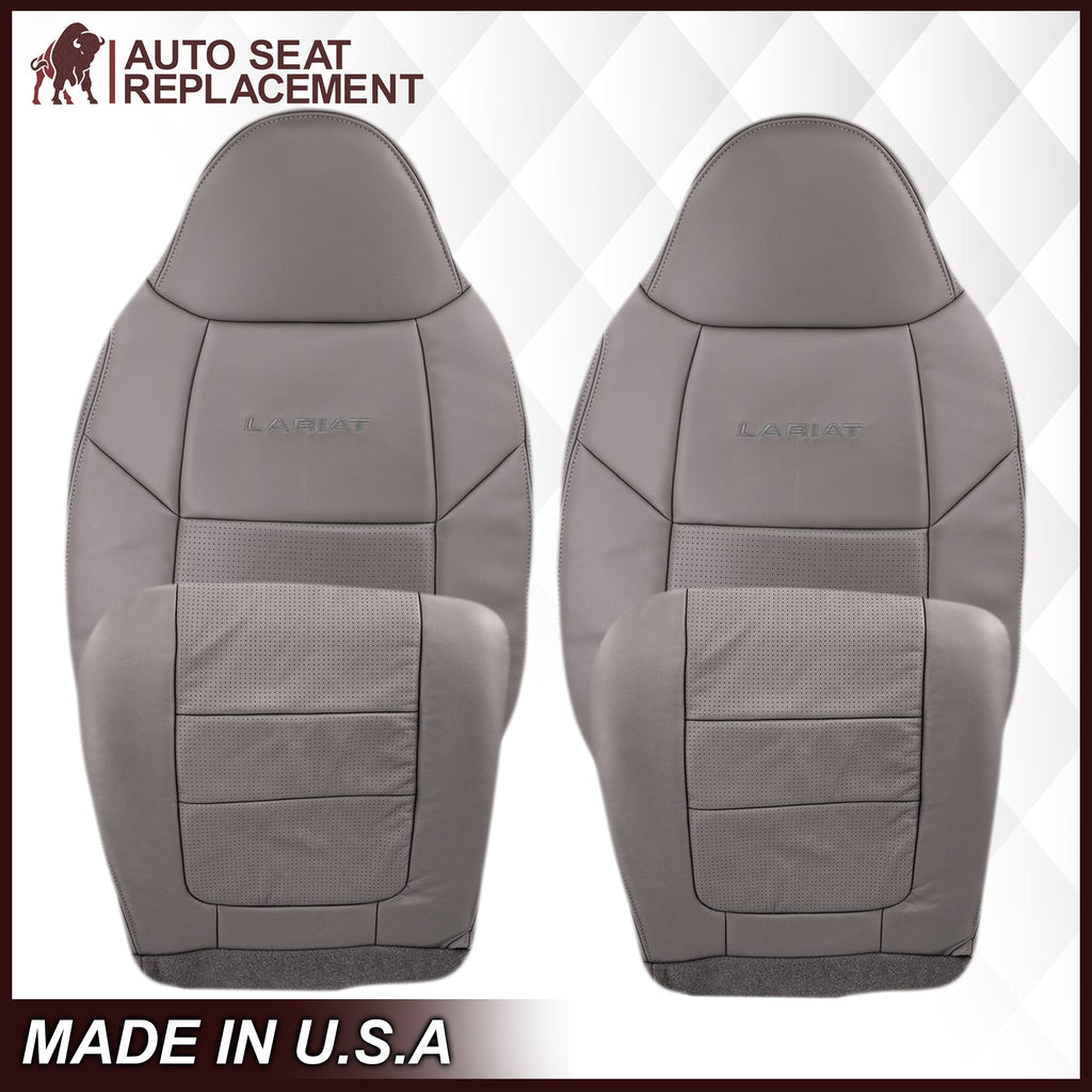 2001 Ford F250 F350 Lariat Perforated Seat Cover in Gray: Choose Leather or Vinyl