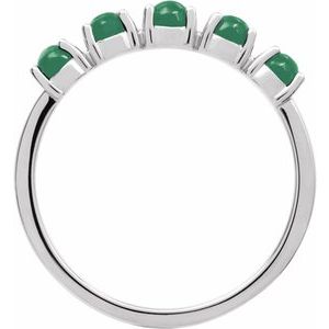Sterling Silver Natural Emerald Cabochon Stackable Ring