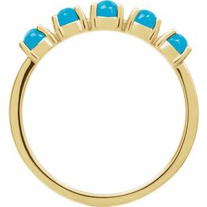 14K Yellow Gold Natural Turquoise Cabochon Stackable Ring