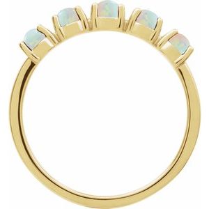 14K Yellow Gold Natural White Opal Cabochon Stackable Ring
