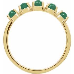 14K Yellow Gold Natural Emerald Cabochon Stackable Ring