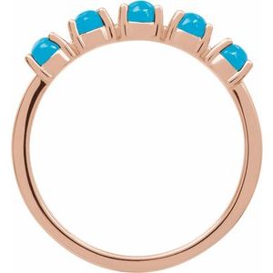 14K Rose Gold Natural Turquoise Cabochon Stackable Ring