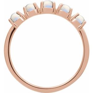 14K Rose Gold Natural Rainbow Moonstone Cabochon Stackable Ring