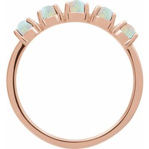 14K Rose Gold Natural White Opal Cabochon Stackable Ring