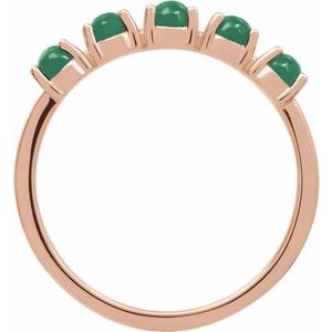 14K Rose Gold Natural Emerald Cabochon Stackable Ring