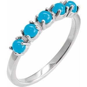 Platinum Natural Turquoise Cabochon Stackable Ring
