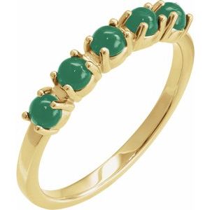 14K Yellow Gold Natural Emerald Cabochon Stackable Ring