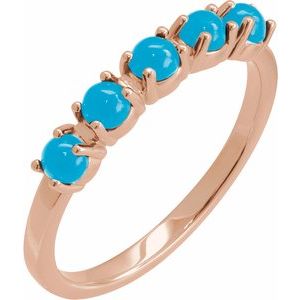 14K Rose Gold Natural Turquoise Cabochon Stackable Ring