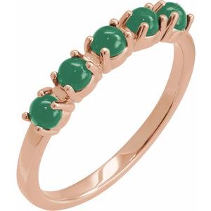 14K Rose Gold Natural Emerald Cabochon Stackable Ring
