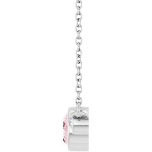 Sterling Silver Natural Pink Morganite & 1/8 CTW Natural Diamond Bezel-Set 20" Necklace
