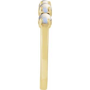 14K Yellow Gold Natural Rainbow Moonstone Cabochon Stackable Ring