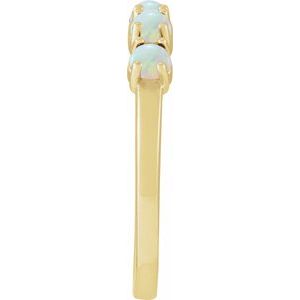14K Yellow Gold Natural White Opal Cabochon Stackable Ring