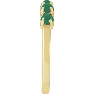 14K Yellow Gold Natural Emerald Cabochon Stackable Ring