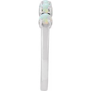 Sterling Silver Natural White Opal Cabochon Stackable Ring