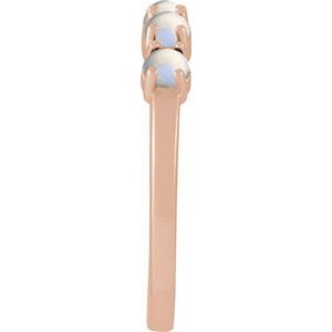 14K Rose Gold Natural Rainbow Moonstone Cabochon Stackable Ring