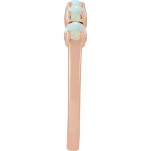 14K Rose Gold Natural White Opal Cabochon Stackable Ring