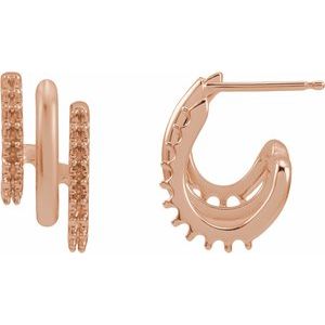 14K Rose Gold Accented 15.2 mm Right Stacked Triple J-Hoop Earring Mounting