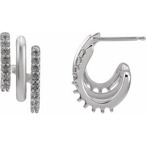 Platinum Accented 15.2 mm Right Stacked Triple J-Hoop Earring Mounting