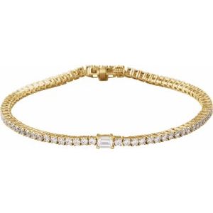 14K Yellow Gold 3 CTW Lab-Grown Diamond Line 7" Bracelet