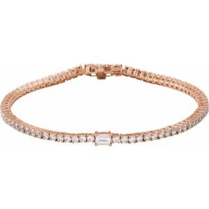 14K Rose Gold 3 CTW Lab-Grown Diamond Line 7" Bracelet