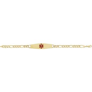 14K Yellow Gold Medical Identification Red Enamel 8" Bracelet – image 2