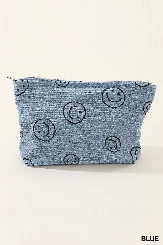 Zenana Corduroy Smile Clutch Bag With Pinstripe Print