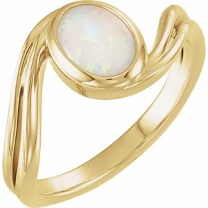 Cabochon Bezel-Set Bypass Ring