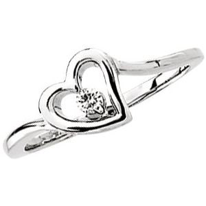 14K White Gold .06 CTW Natural Diamond Heart Ring