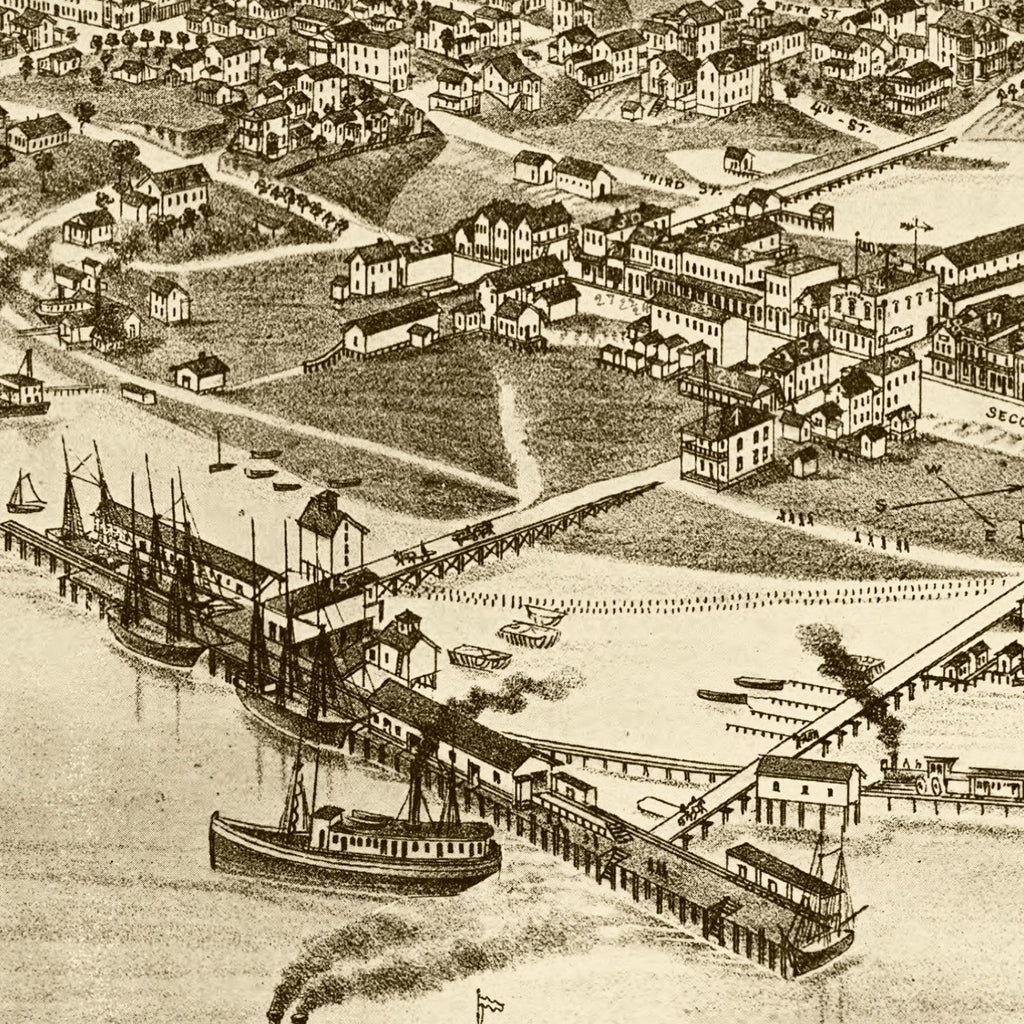 Vintage Map of Cedar Key, Florida 1884