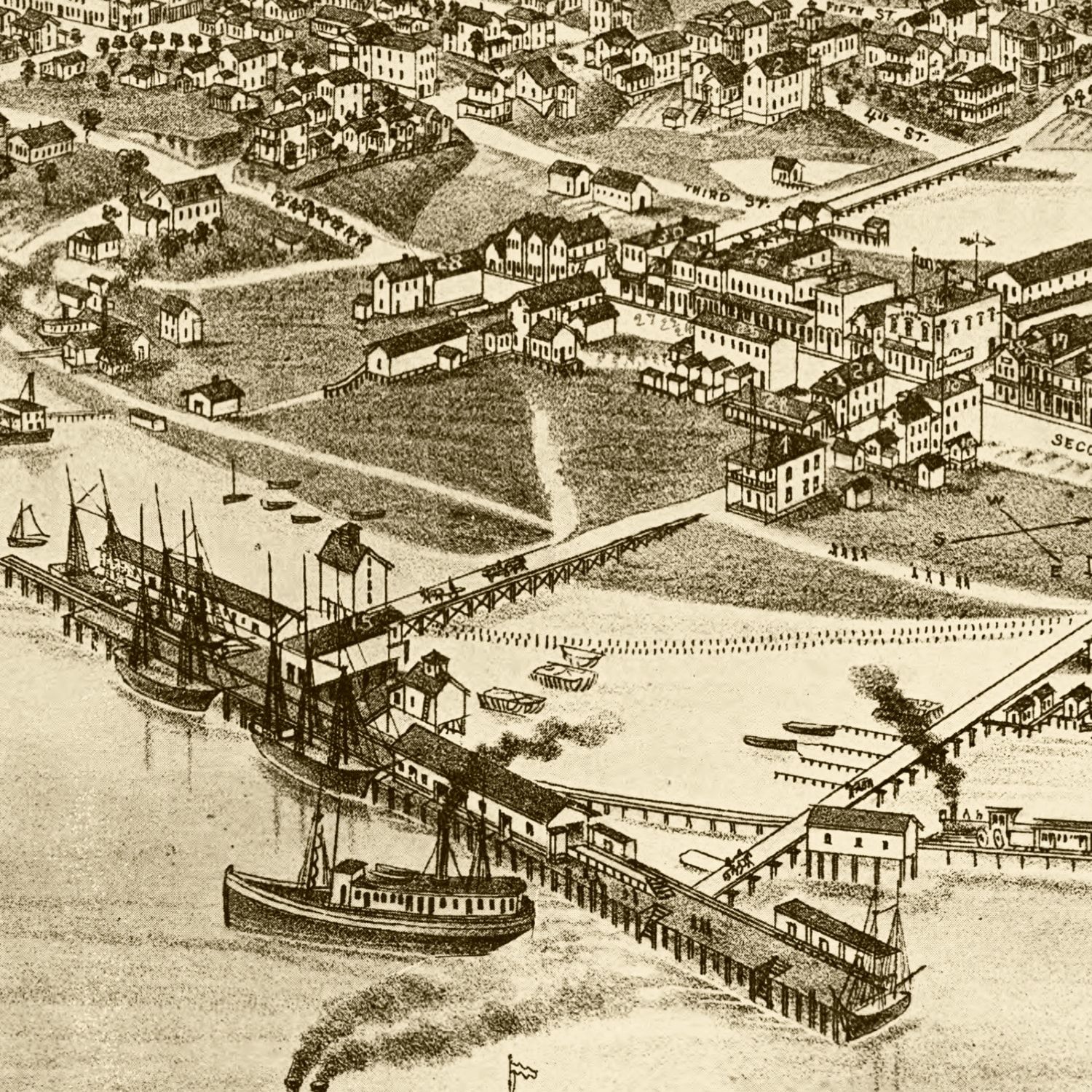 Vintage Map of Cedar Key, Florida 1884