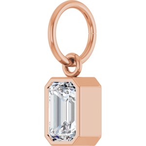 14K Rose Gold 6x4 mm Emerald Charm/Pendant Mounting – image 3