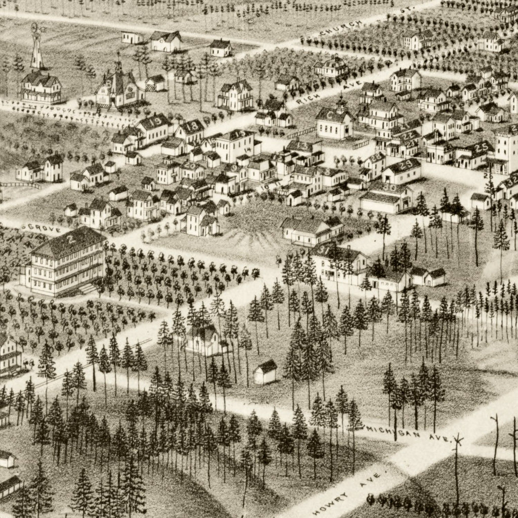 Vintage Map of De Land, Florida 1884